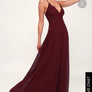 "MADALYN BURGUNDY LACE MAXI" by Lulus